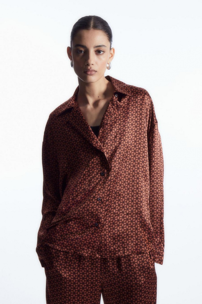 COS Printed Pure Silk Pizsama Női Piros | TZF-870153