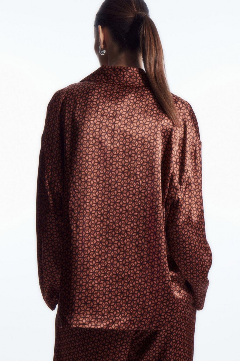COS Printed Pure Silk Pizsama Női Piros | TZF-870153