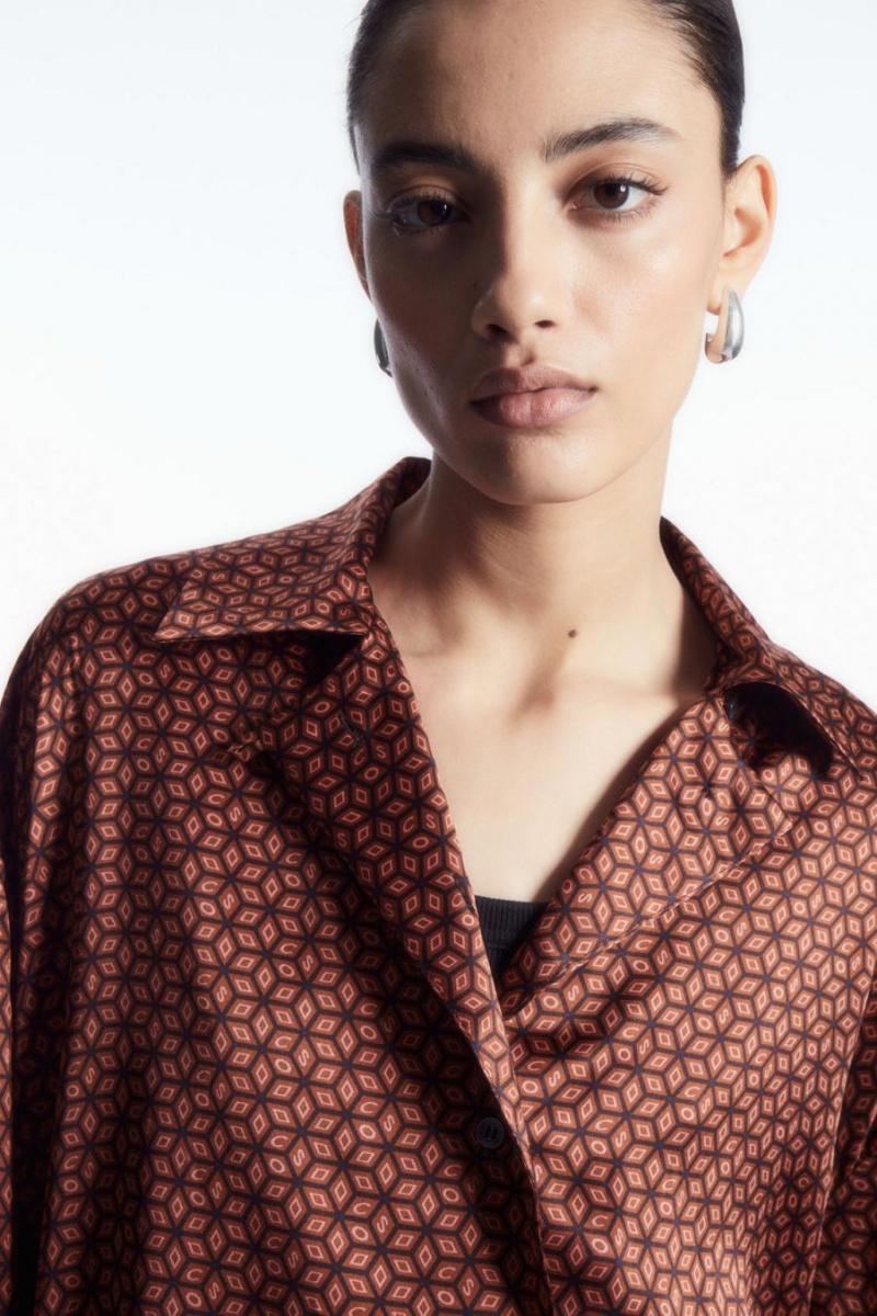 COS Printed Pure Silk Pizsama Női Piros | TZF-870153
