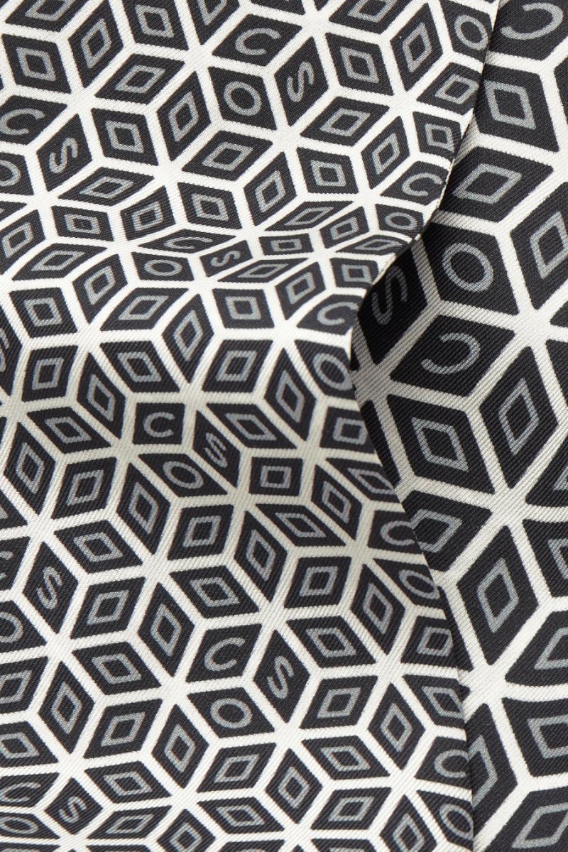 COS Printed Pure Silk Sál Női Fekete | SMD-964201
