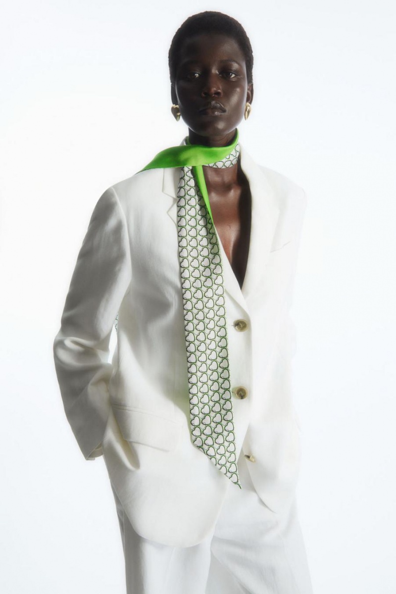 COS Printed Pure Silk Sál Női Világos Zöld | VZU-524738