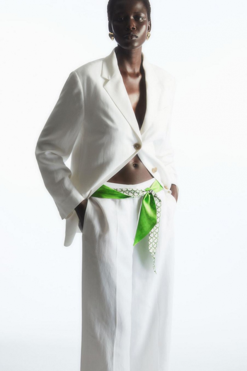 COS Printed Pure Silk Sál Női Világos Zöld | VZU-524738