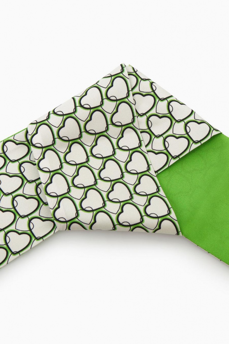 COS Printed Pure Silk Sál Női Világos Zöld | VZU-524738
