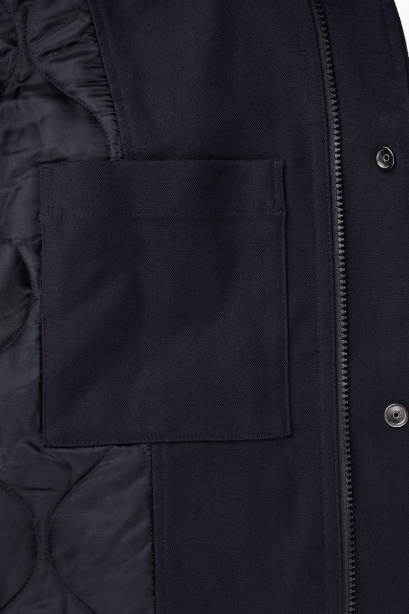 COS Párnázott Csuklyás Parka Férfi Sötétkék | FZJ-980756