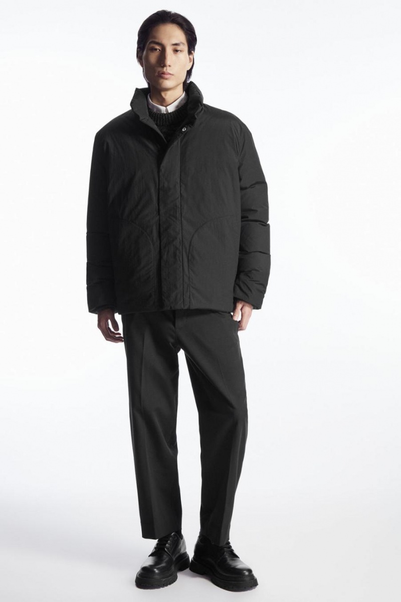 COS Párnázott Magnetic-collar Kabát Férfi Fekete | AVU-976530