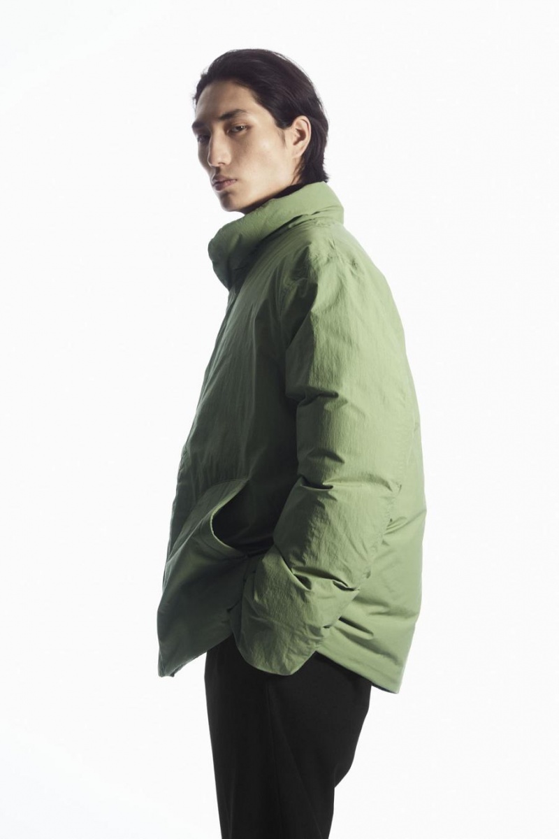 COS Párnázott Magnetic-collar Kabát Férfi Khaki Zöld | HTY-531746