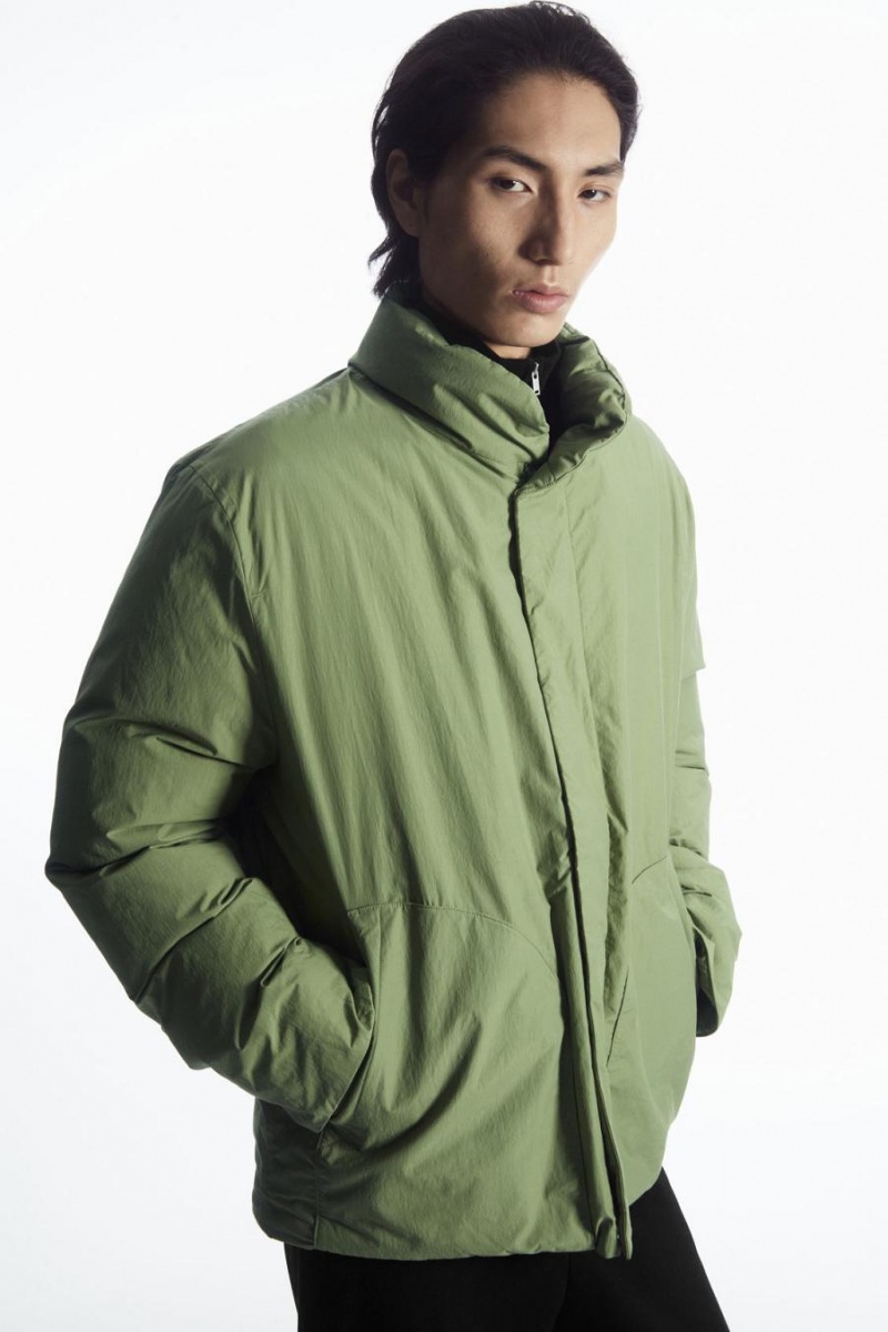 COS Párnázott Magnetic-collar Kabát Férfi Khaki Zöld | HTY-531746