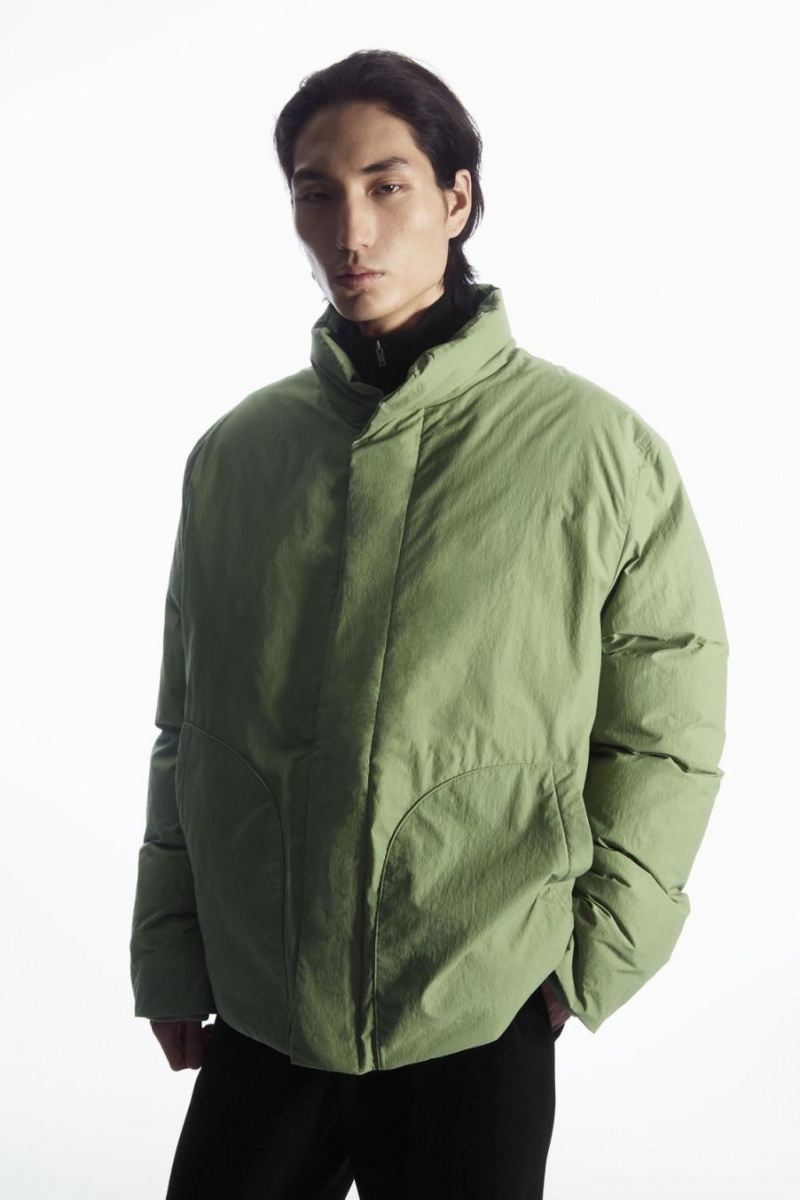 COS Párnázott Magnetic-collar Kabát Férfi Khaki Zöld | HTY-531746