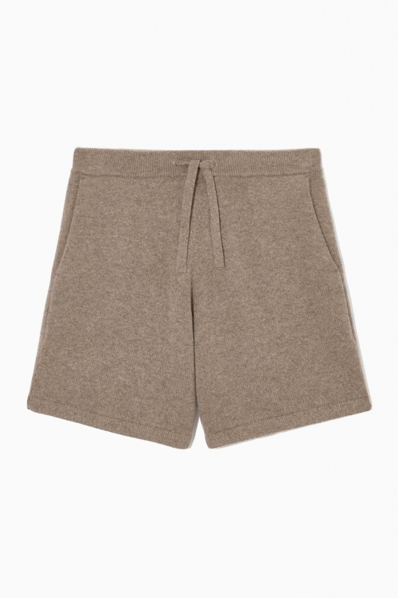 COS Pure Cashmere Drawstring Rövidnadrág Férfi Sötétbézs | MVQ-684752