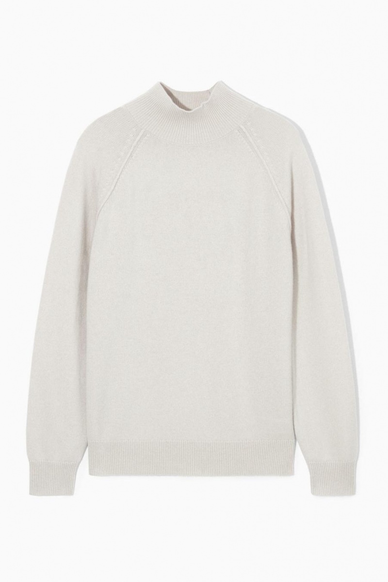 COS Pure Cashmere Funnel-neck Jumpers Férfi Világos Bézs | MUV-140276