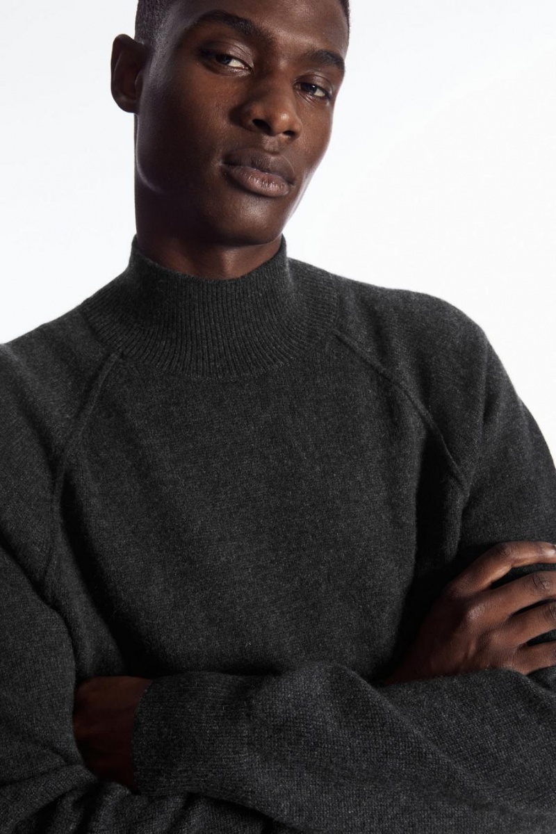 COS Pure Cashmere Funnel-neck Jumpers Férfi Sötétszürke | KVA-235871