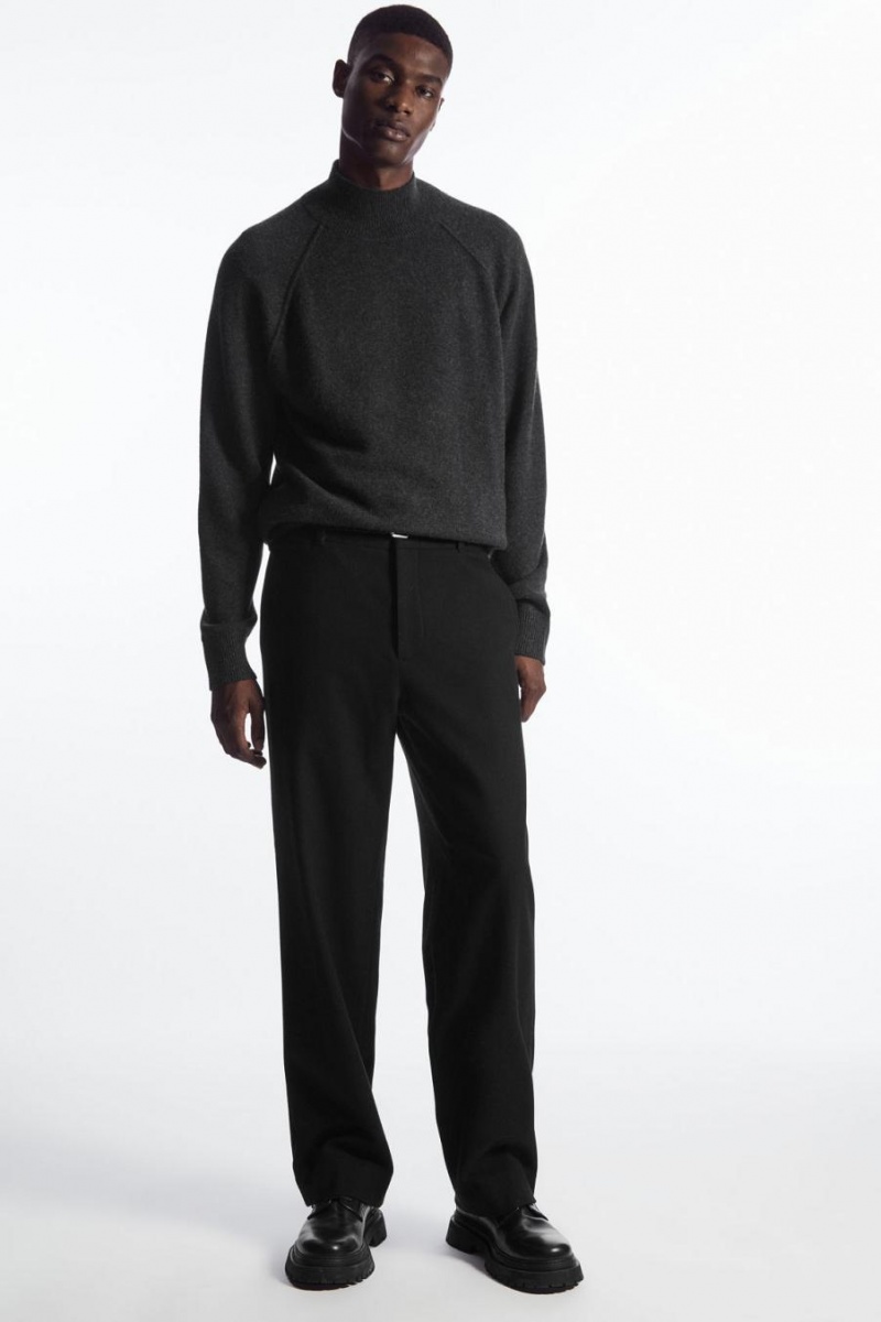 COS Pure Cashmere Funnel-neck Jumpers Férfi Sötétszürke | KVA-235871