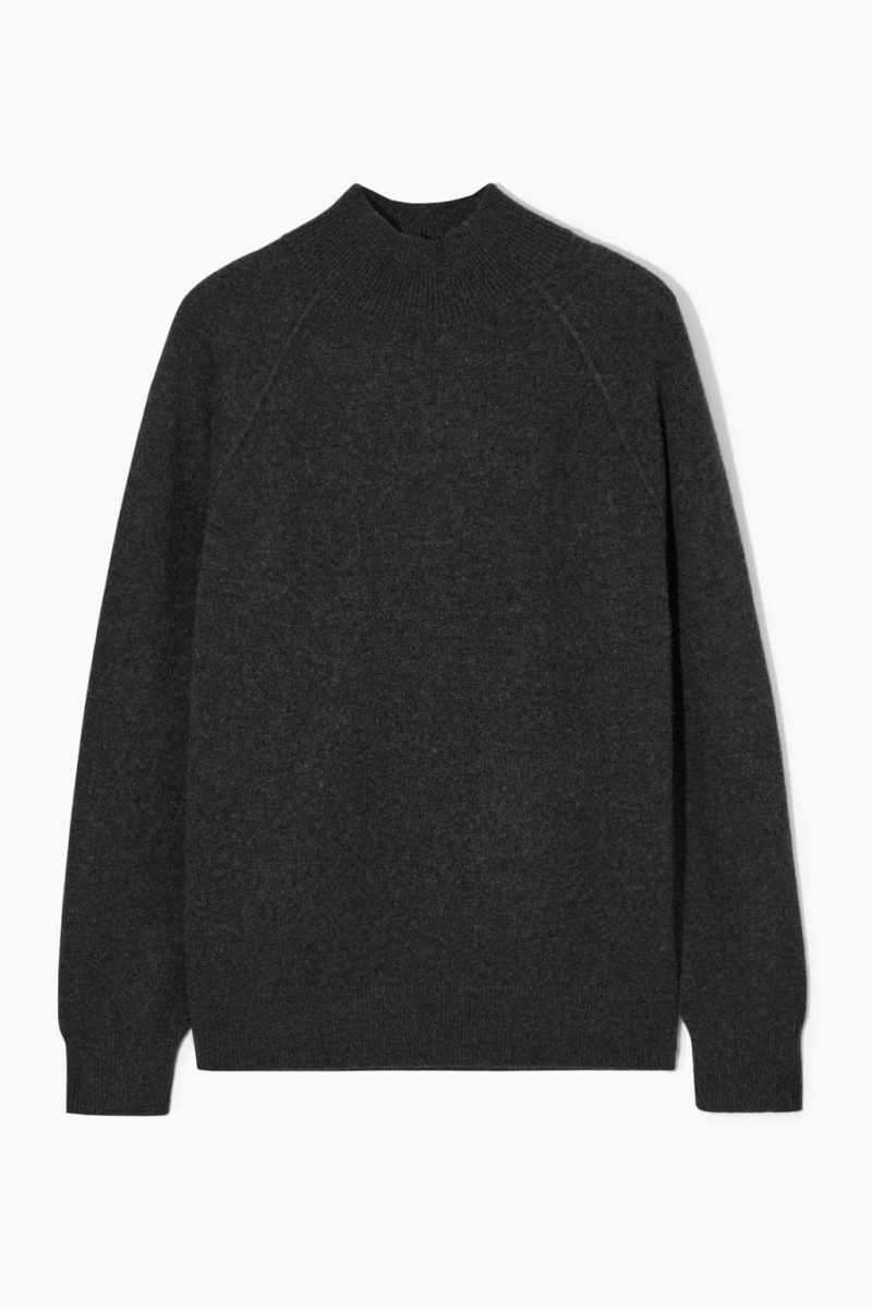COS Pure Cashmere Funnel-neck Jumpers Férfi Sötétszürke | KVA-235871
