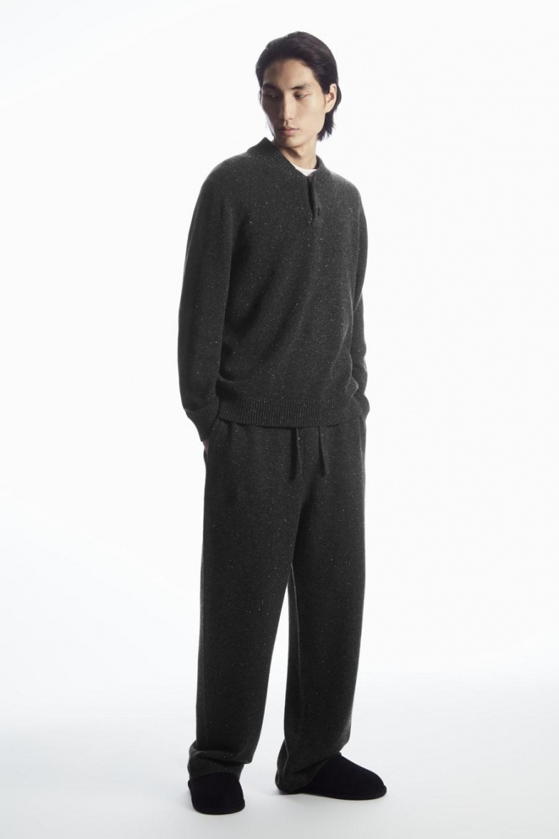 COS Pure Cashmere Henley Jumpers Férfi Sötétszürke | HVL-450926