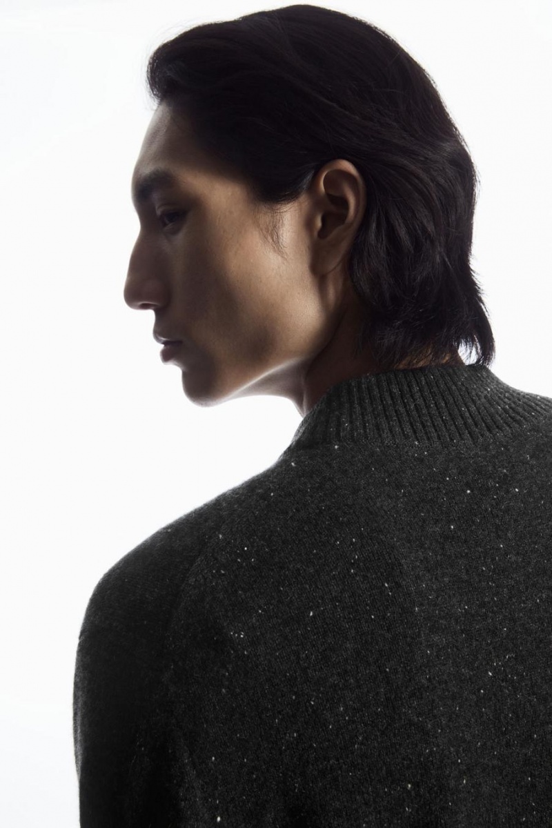 COS Pure Cashmere Henley Jumpers Férfi Sötétszürke | HVL-450926
