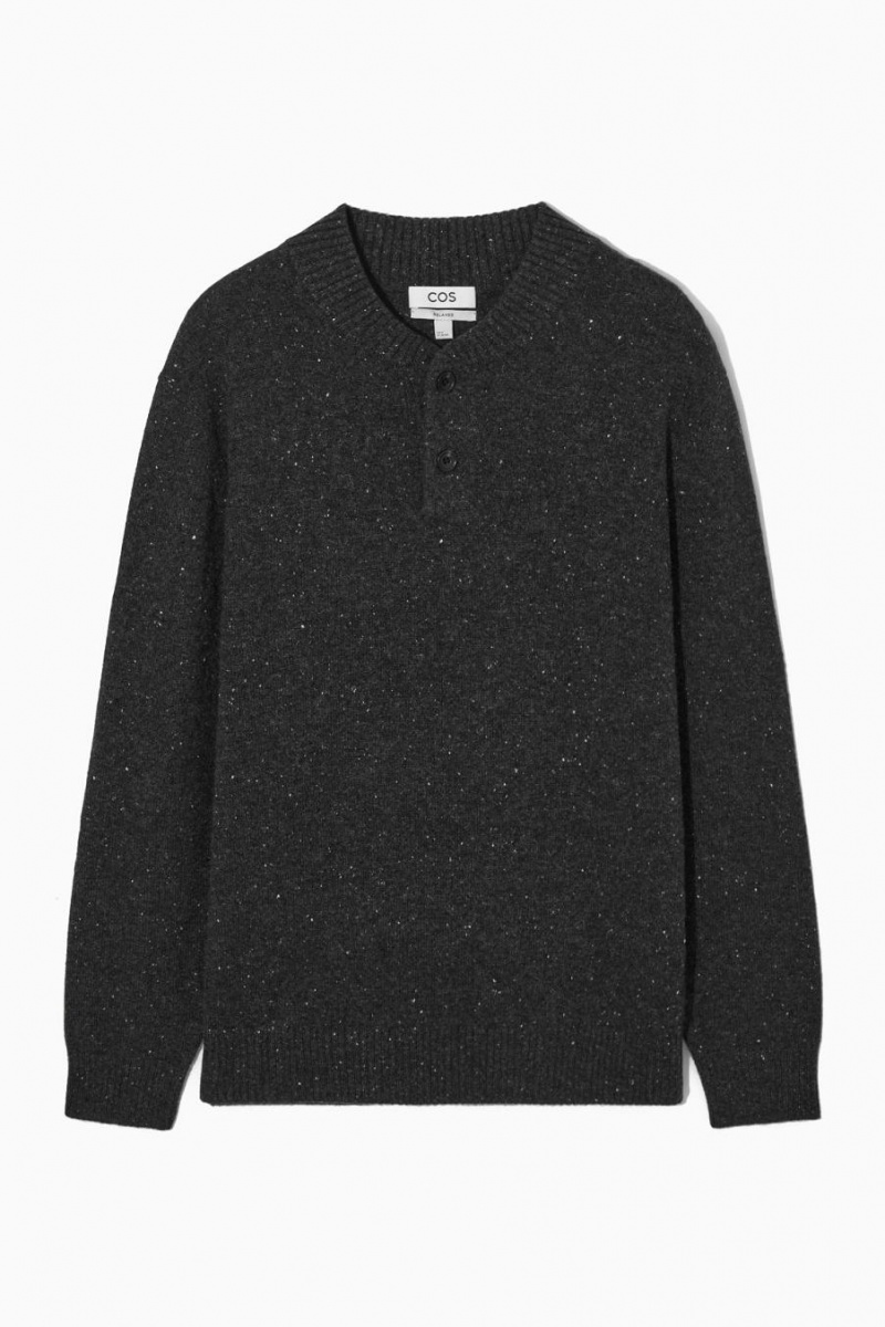 COS Pure Cashmere Henley Jumpers Férfi Sötétszürke | HVL-450926