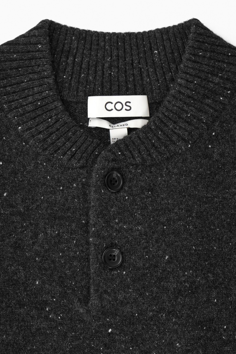 COS Pure Cashmere Henley Jumpers Férfi Sötétszürke | HVL-450926