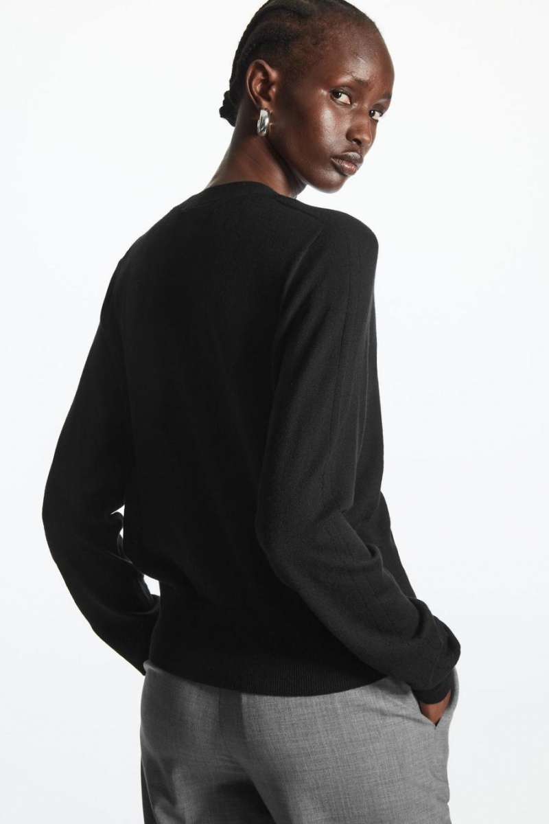 COS Pure Cashmere Kardigán Női Fekete | RKU-739512