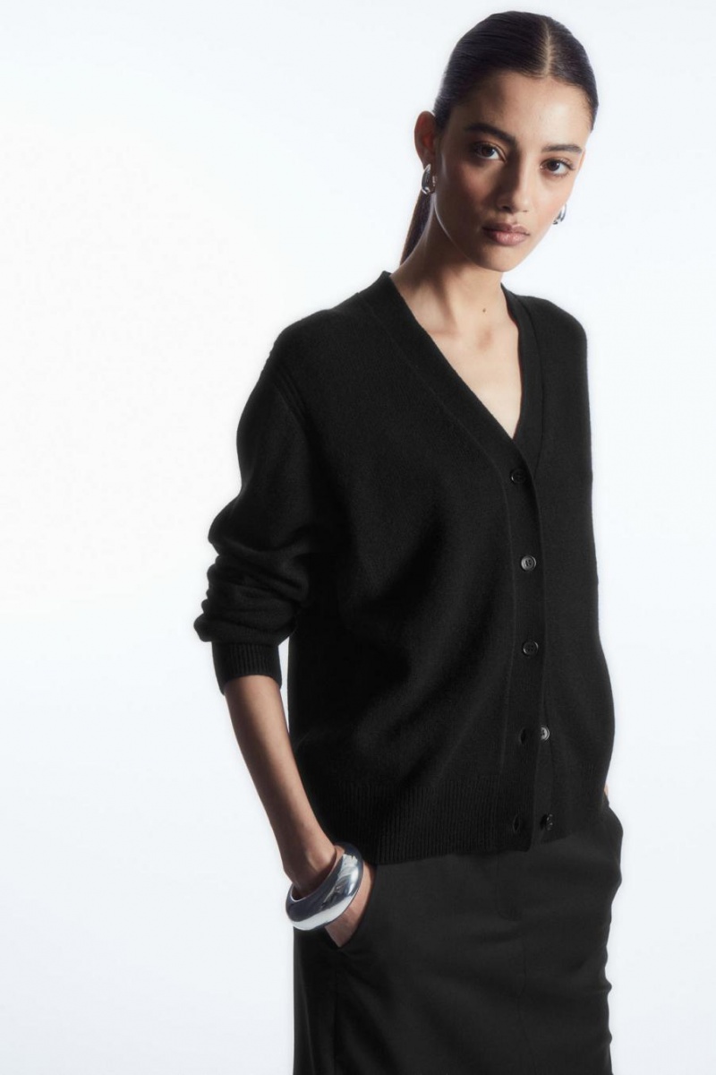 COS Pure Cashmere Kardigán Női Fekete | ZTR-785423