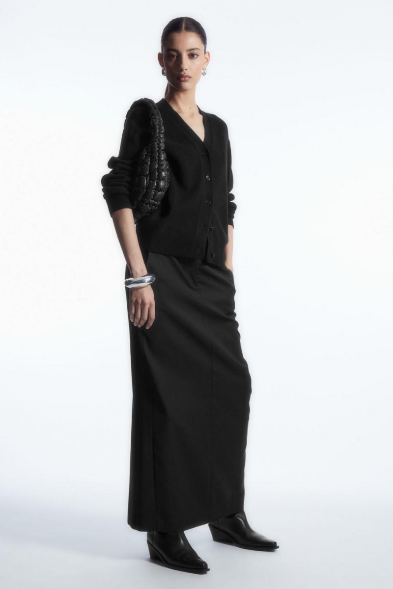 COS Pure Cashmere Kardigán Női Fekete | ZTR-785423
