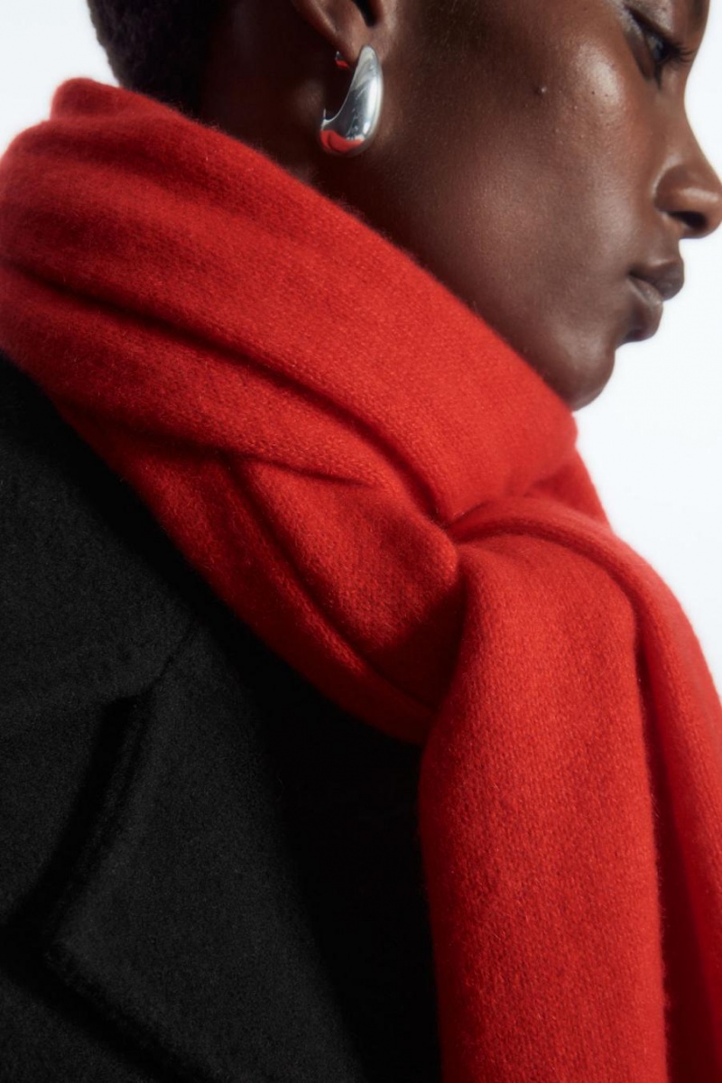 COS Pure Cashmere Sál Férfi Piros | ASX-645293