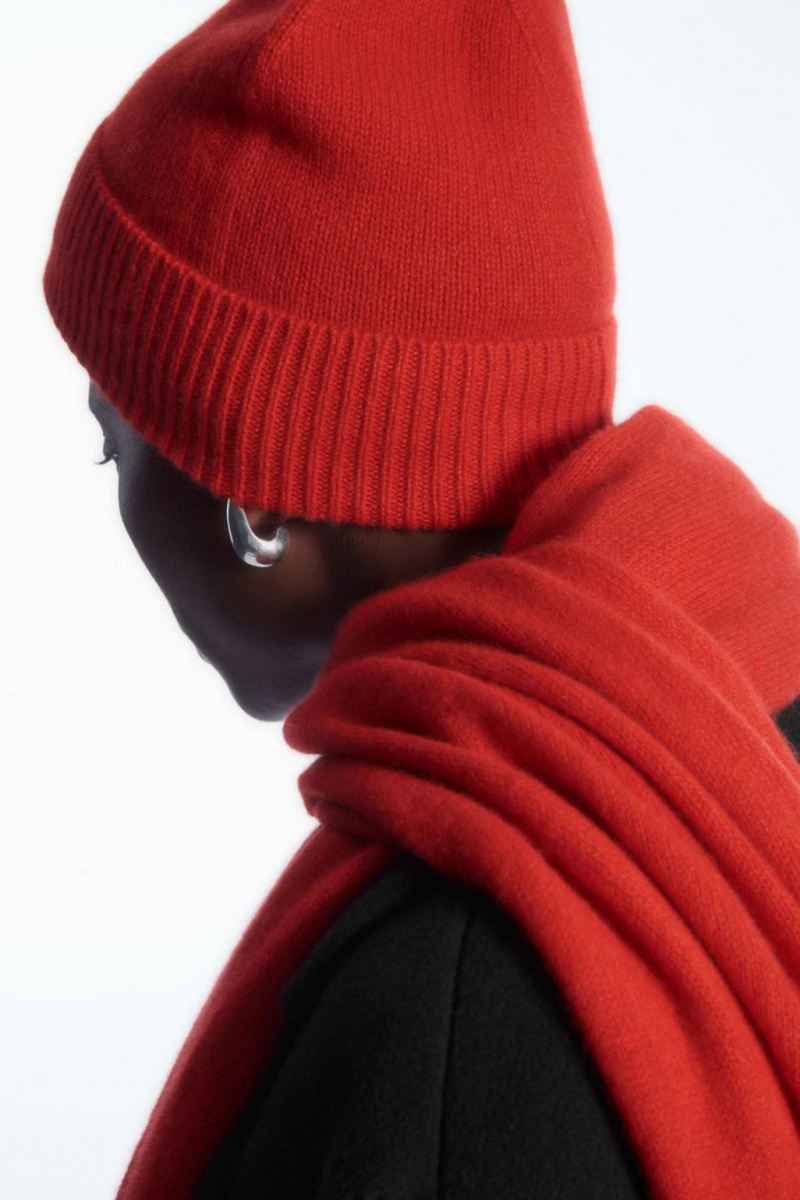 COS Pure Cashmere Sál Férfi Piros | ASX-645293