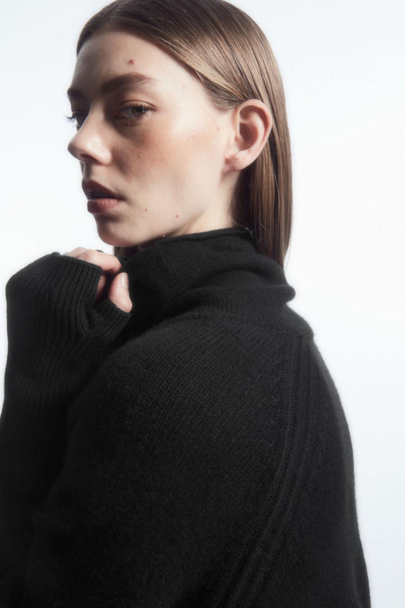 COS Pure Cashmere Turtleneck Jumpers Női Fekete | XPJ-709483