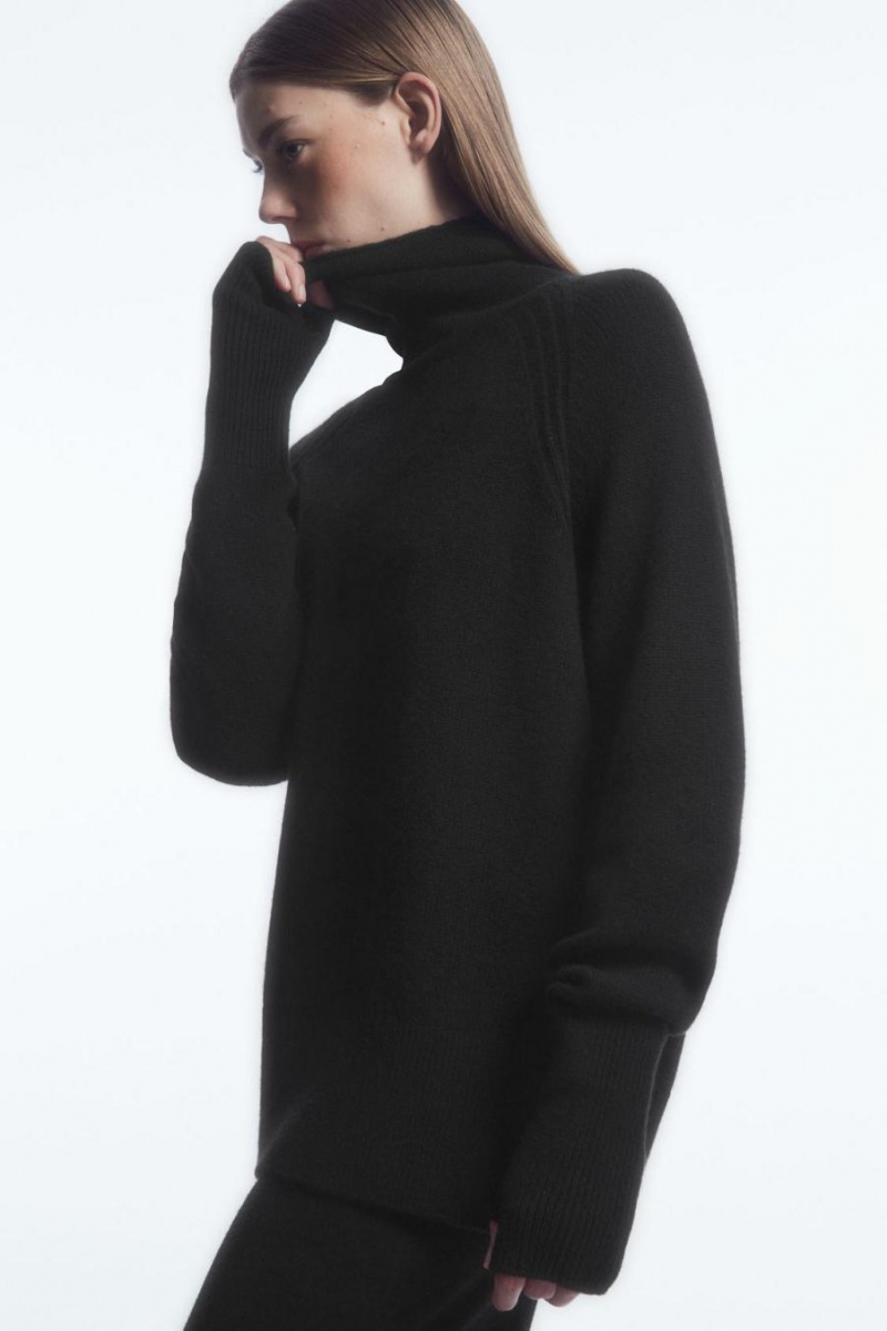 COS Pure Cashmere Turtleneck Jumpers Női Fekete | XPJ-709483