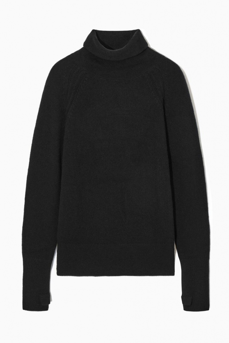 COS Pure Cashmere Turtleneck Jumpers Női Fekete | XPJ-709483