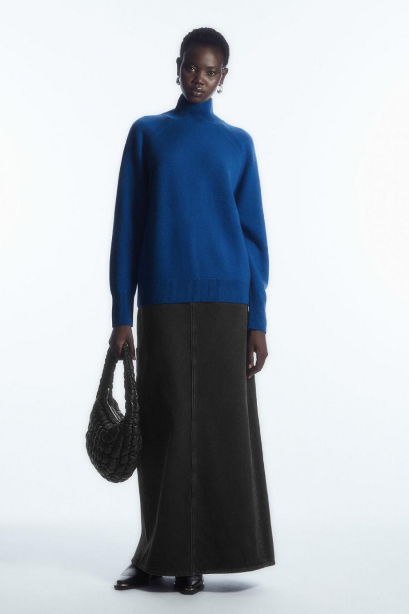 COS Pure Cashmere Turtleneck Jumpers Női Kék | EPL-286790
