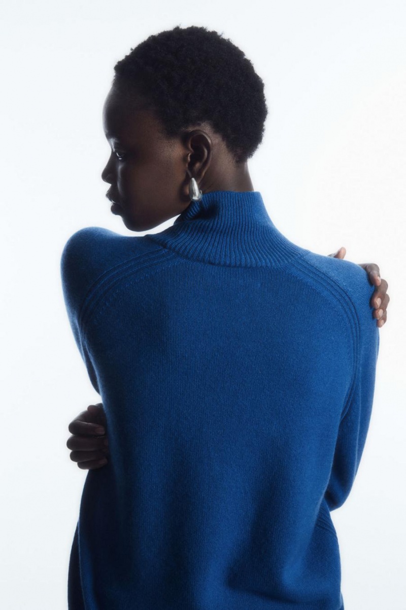 COS Pure Cashmere Turtleneck Jumpers Női Kék | EPL-286790