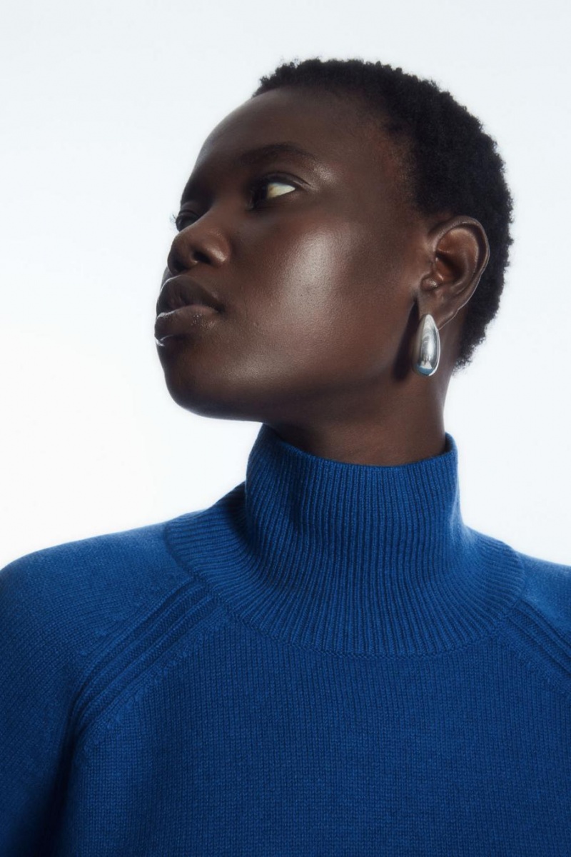 COS Pure Cashmere Turtleneck Jumpers Női Kék | EPL-286790