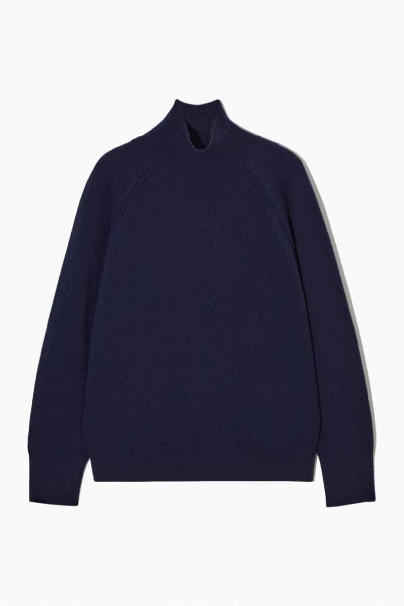 COS Pure Cashmere Turtleneck Jumpers Női Sötétkék | GER-240986