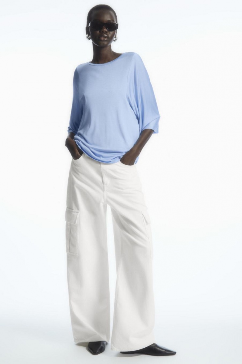 COS Pure Mulberry Silk Póló Női Világos Kék | IWB-832614