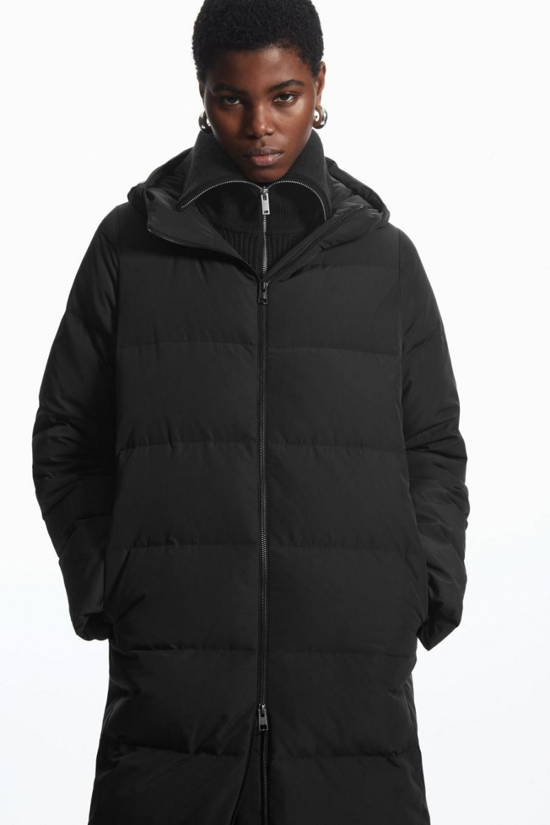 COS Recycled-down Puffer Kabát Női Fekete | IGT-468732