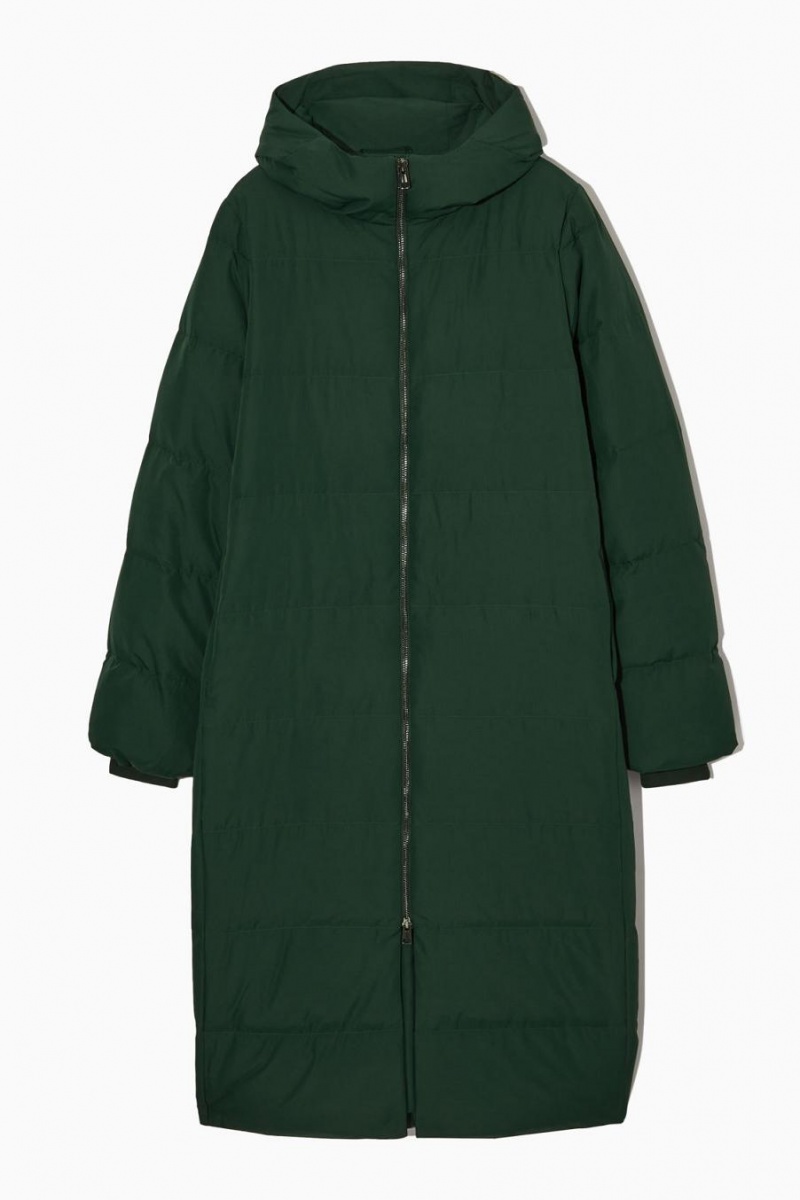 COS Recycled-down Puffer Kabát Női Sötétzöld | EKS-691405