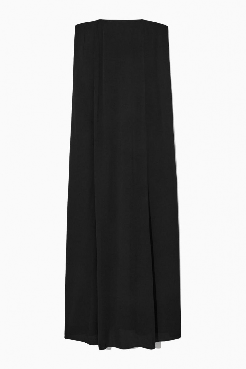 COS Redőzött Bandeau Maxi Ruha Női Fekete | KAV-380751