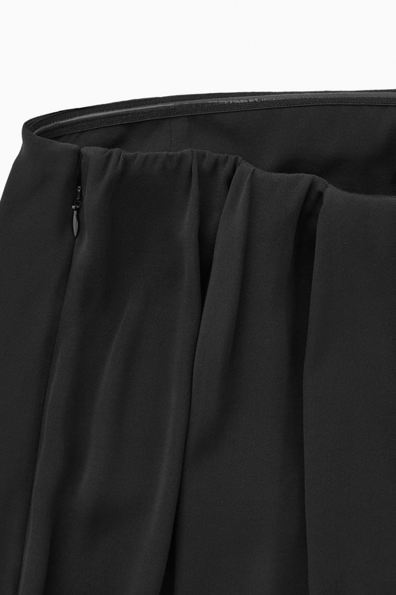 COS Redőzött Bandeau Maxi Ruha Női Fekete | KAV-380751