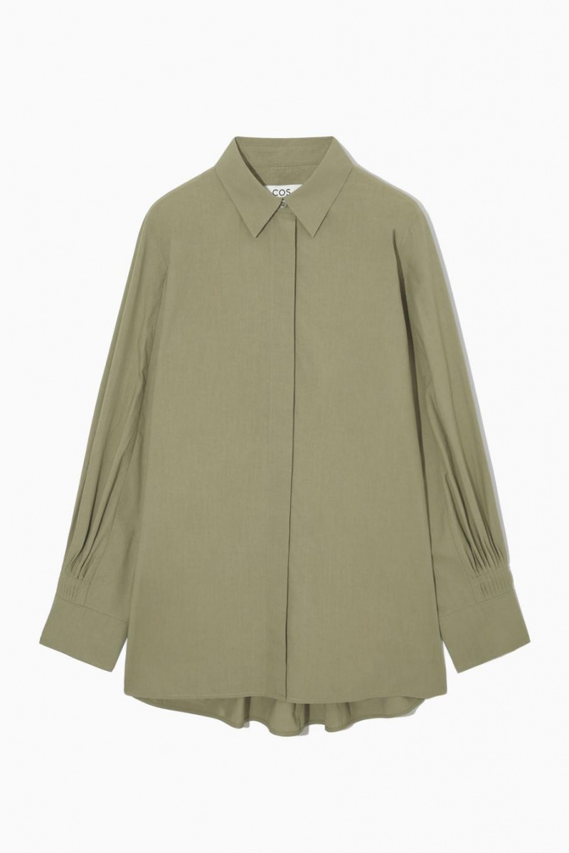 COS Redőzött Poplin Szoknya Női Khaki | LXS-142367