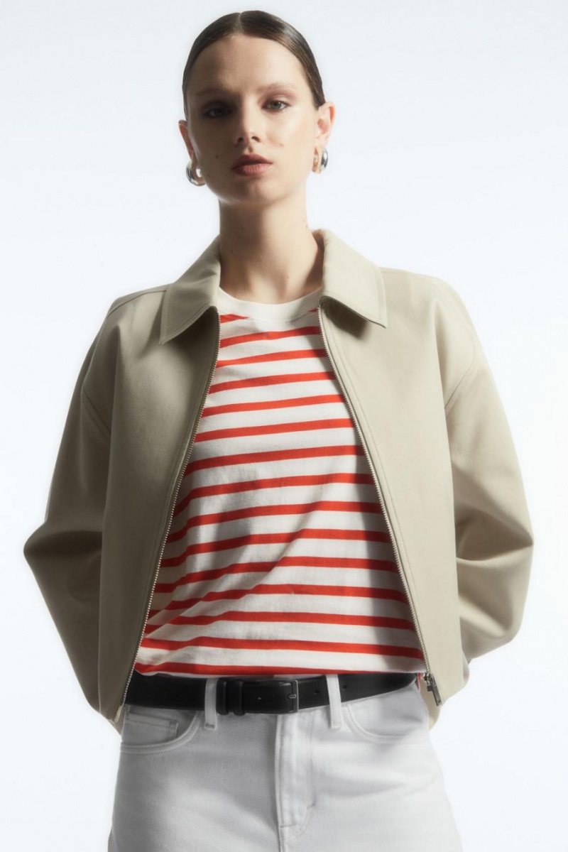 COS Regular Fit Póló Női Narancssárga Krém | QJO-746302