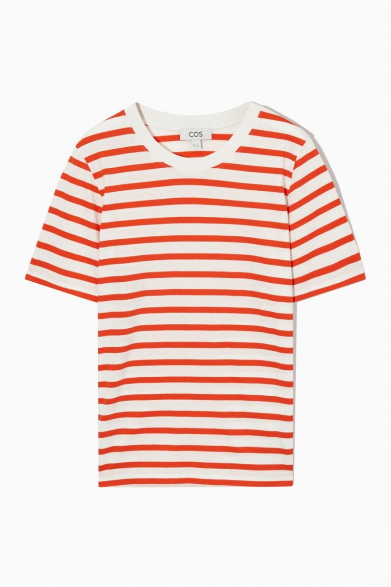 COS Regular Fit Póló Női Narancssárga Krém | QJO-746302