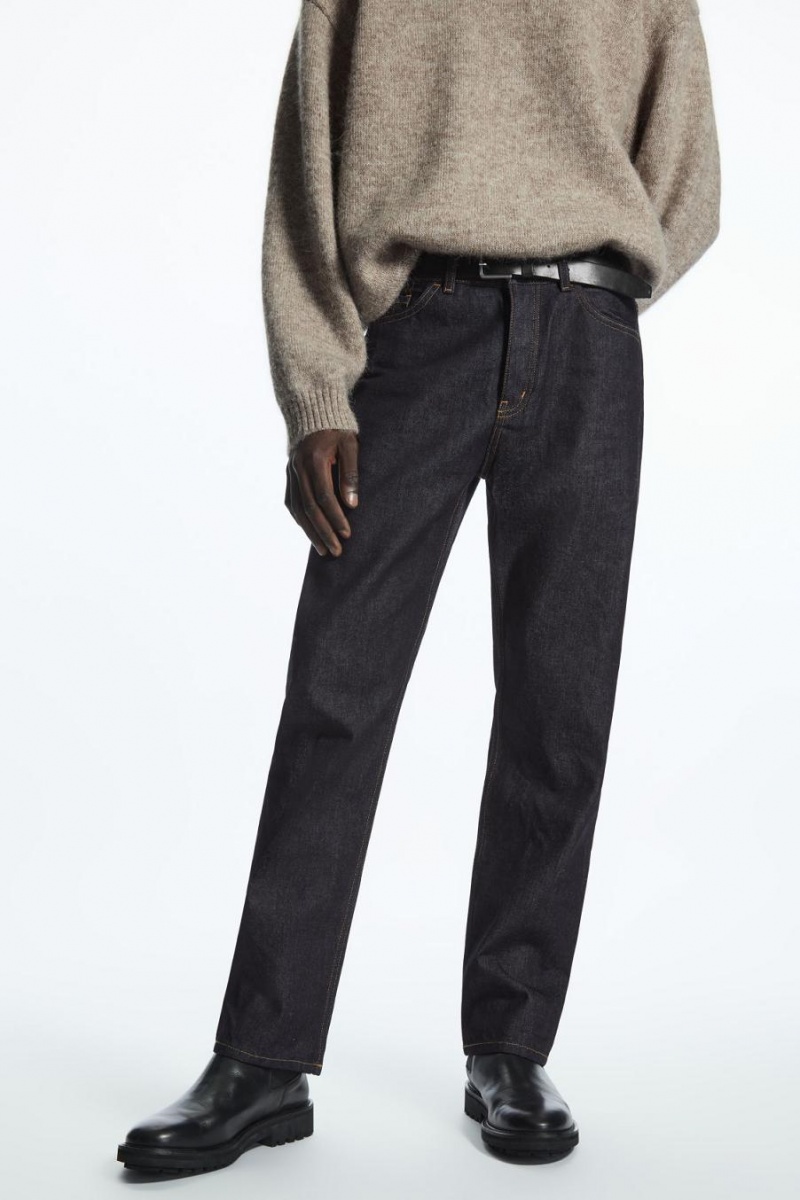 COS Regular-fit Egyenes-leg Selvedge Farmernadrág Férfi Sötétkék | DNI-205178