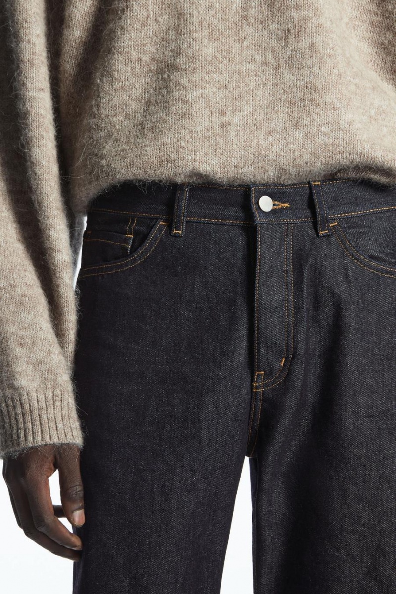 COS Regular-fit Egyenes-leg Selvedge Farmernadrág Férfi Sötétkék | DNI-205178