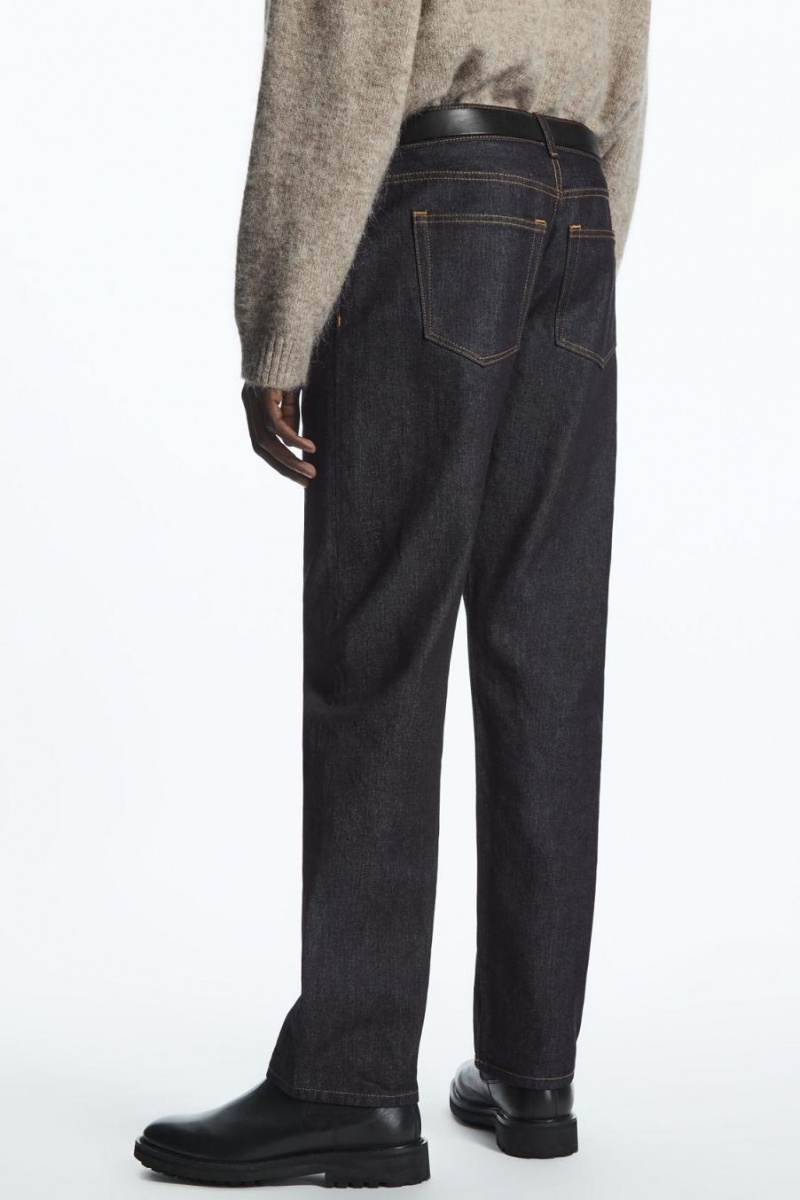 COS Regular-fit Egyenes-leg Selvedge Farmernadrág Férfi Sötétkék | DNI-205178