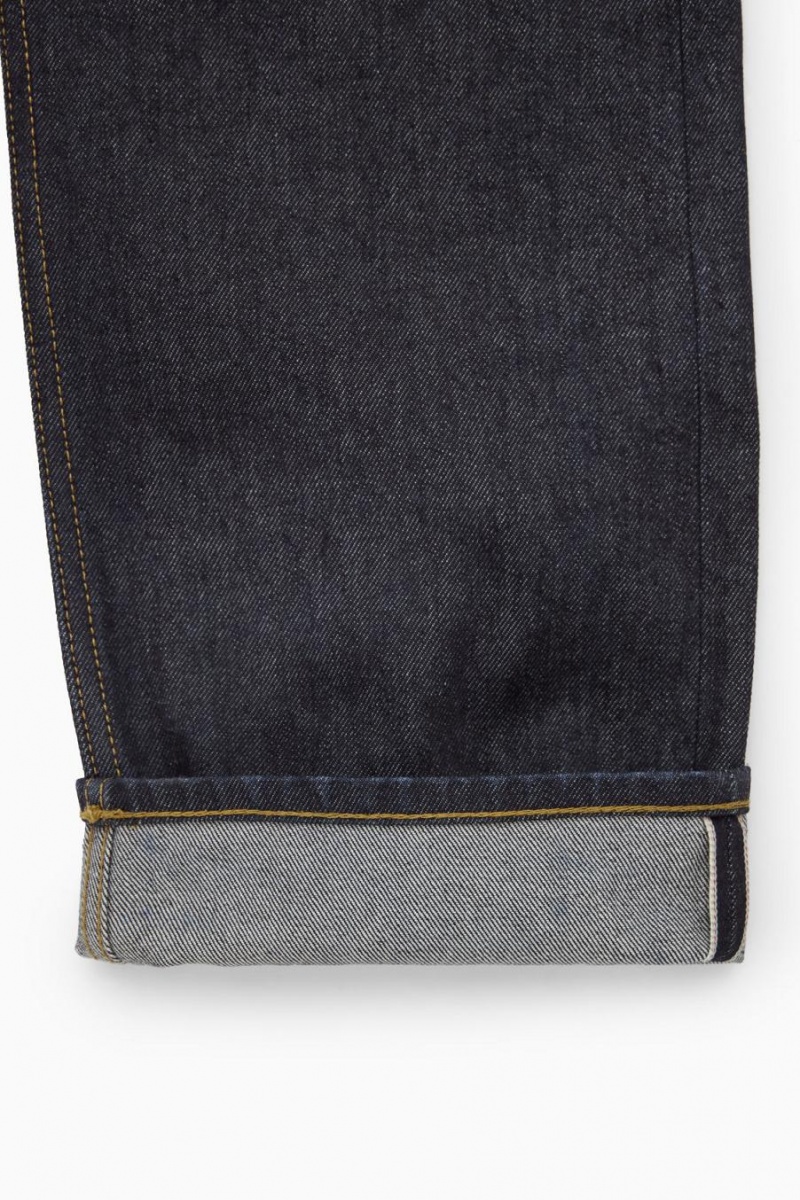 COS Regular-fit Egyenes-leg Selvedge Farmernadrág Férfi Sötétkék | DNI-205178