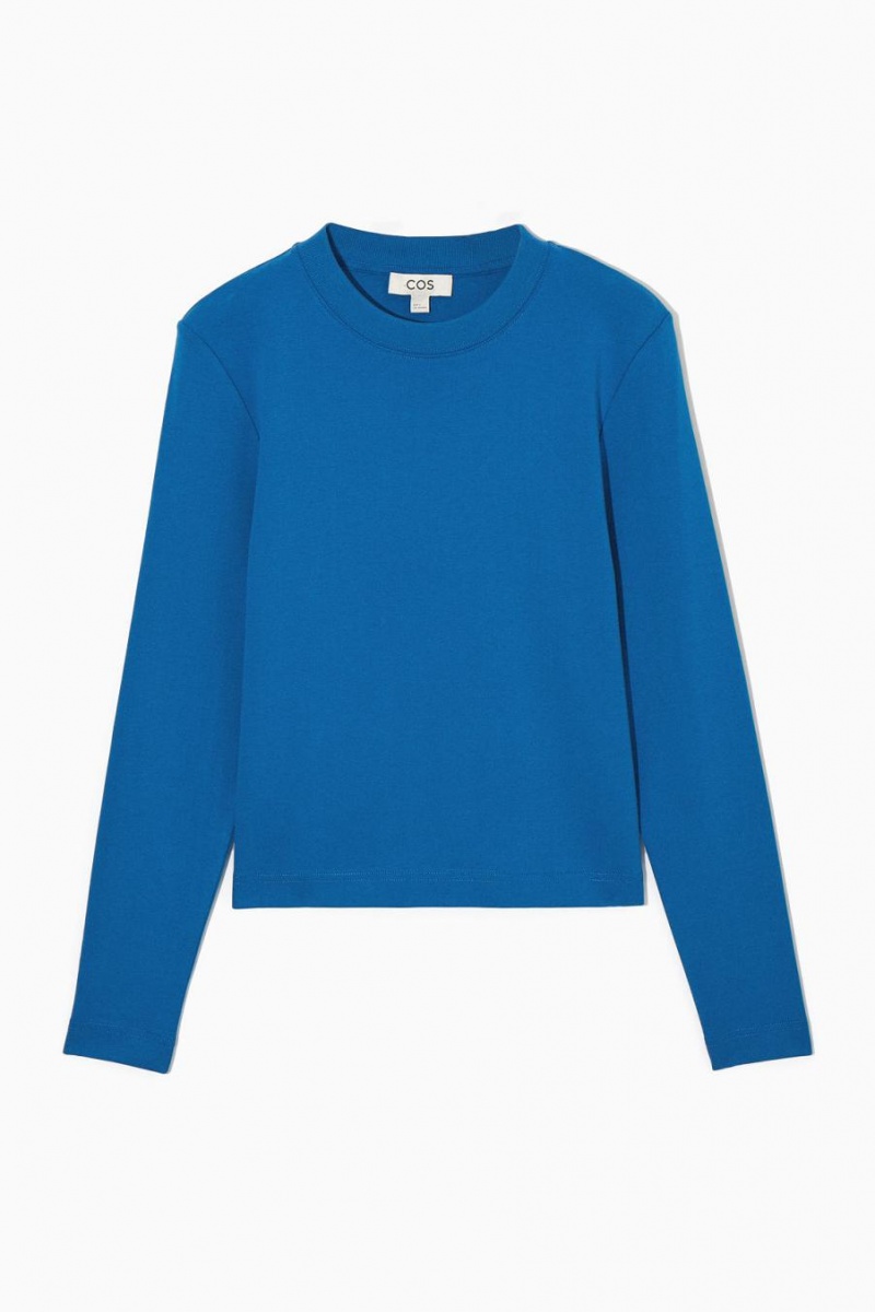COS Regular-fit Heavyweight Long-sleeved Póló Női Kék | DTH-278934