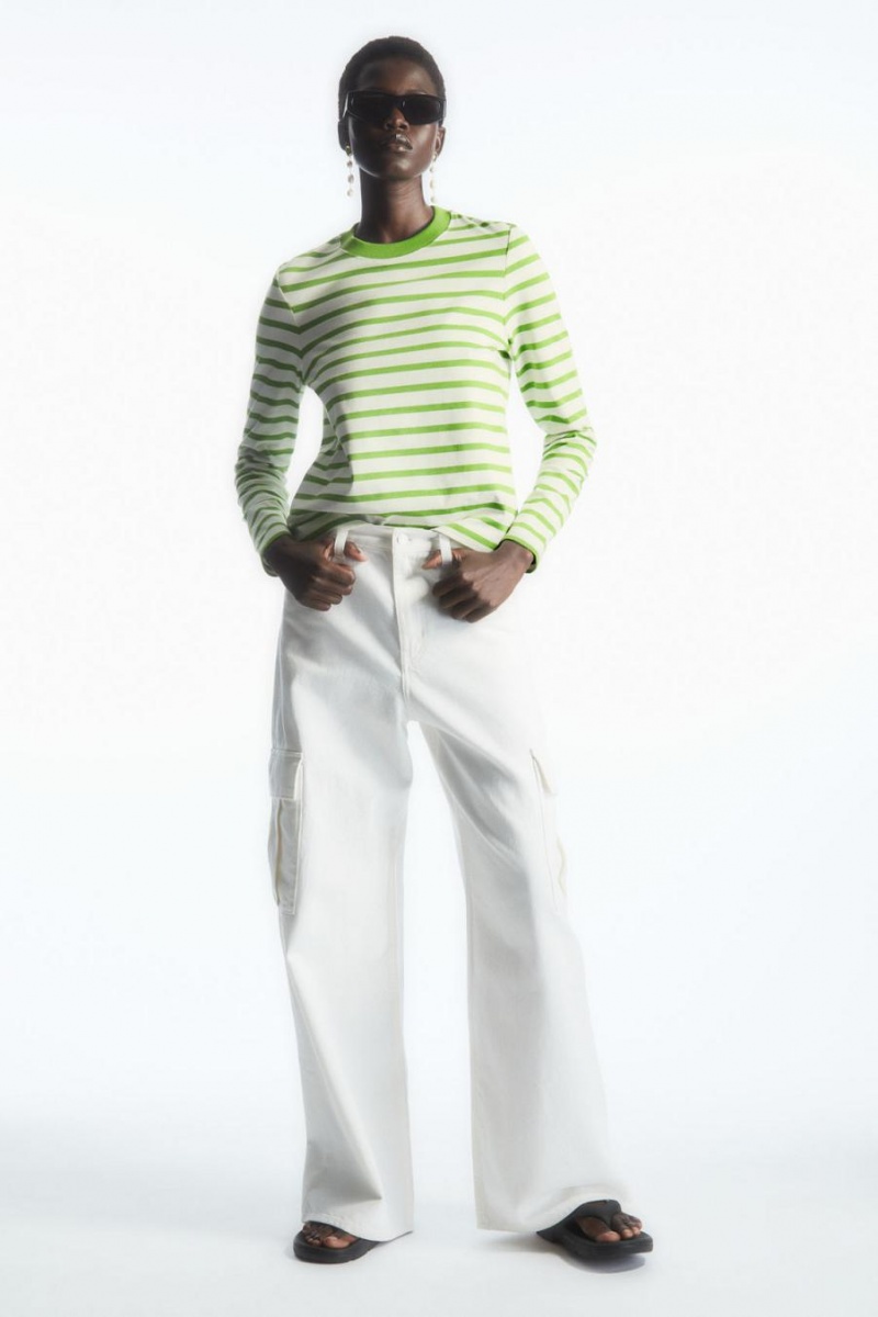 COS Regular-fit Heavyweight Long-sleeved Póló Női Zöld | BTL-570832