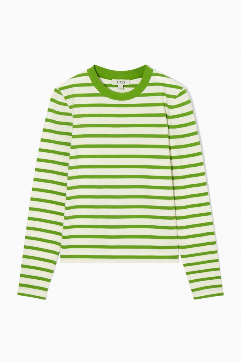 COS Regular-fit Heavyweight Long-sleeved Póló Női Zöld | BTL-570832