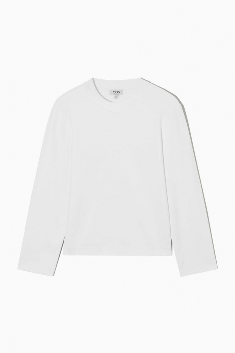 COS Regular-fit Heavyweight Long-sleeved Póló Női Fehér | RJW-235186