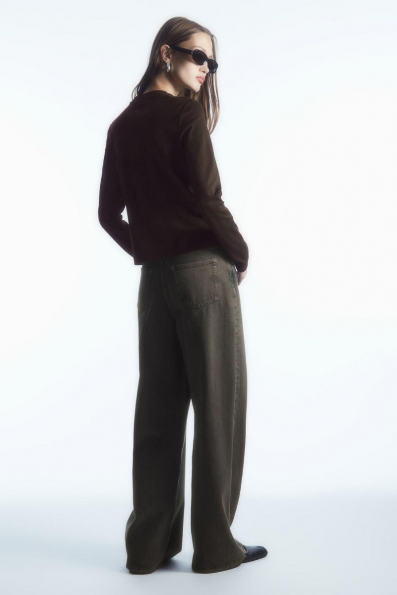 COS Regular-fit Heavyweight Long-sleeved Póló Női Sötétbarna | UGY-048567